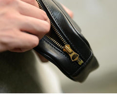 Coffee Cool Leather Mens Long Wallets Large Zipper Wallets Black Wristlet Clutch Vintage Clutch Purse For Men - iwalletsmen