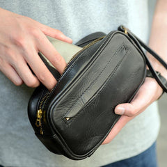 Coffee Cool Leather Mens Long Wallets Large Zipper Wallets Black Wristlet Clutch Vintage Clutch Purse For Men - iwalletsmen