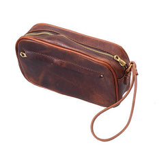 Coffee Cool Leather Mens Long Wallets Large Zipper Wallets Black Wristlet Clutch Vintage Clutch Purse For Men - iwalletsmen