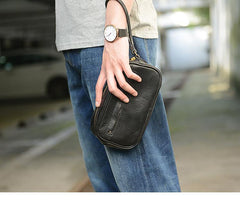 Coffee Cool Leather Mens Long Wallets Large Zipper Wallets Black Wristlet Clutch Vintage Clutch Purse For Men - iwalletsmen
