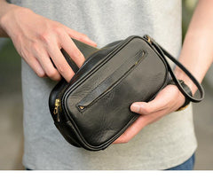 Coffee Cool Leather Mens Long Wallets Large Zipper Wallets Black Wristlet Clutch Vintage Clutch Purse For Men - iwalletsmen