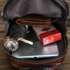 Crocodile Pattern Leather Backpack Men's Sling Bag Chest Bag Coffee One shoulder Backpack Sling Pack For Men - iwalletsmen