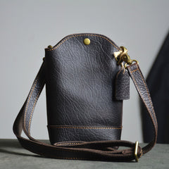 Coffee Leather MEN'S Small Phone Side bag Vertical Phone Shoulder Bag FOR MEN