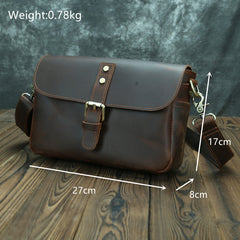 Coffee Leather Men's Small iPad Shoulder Bag Side Bag Best iPad Messenger Bags For Men