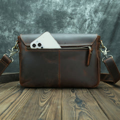 Coffee Leather Men's Small iPad Shoulder Bag Side Bag Best iPad Messenger Bags For Men