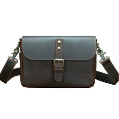 Coffee Leather Men's Small iPad Shoulder Bag Side Bag Best iPad Messenger Bags For Men