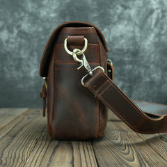 Coffee Leather Men's Small iPad Shoulder Bag Side Bag Best iPad Messenger Bags For Men