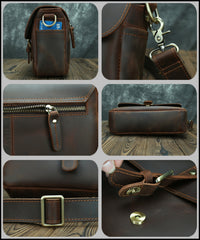 Coffee Leather Men's Small iPad Shoulder Bag Side Bag Best iPad Messenger Bags For Men