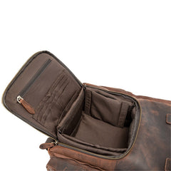 Coffee Leather Men's Travel Backpack School Backpack Handbag Camera Backpack For Men