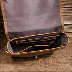 Coffee Leather Men's Vertical Side Bag 10 inches Best Vertical iPad Messenger Bag For Men