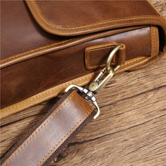 Coffee Leather Men's Vertical Side Bag 10 inches Best Vertical iPad Messenger Bag For Men