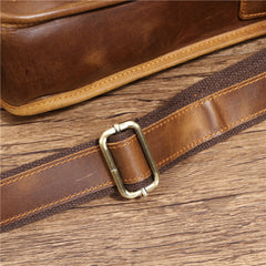 Coffee Leather Men's Vertical Side Bag 10 inches Best Vertical iPad Messenger Bag For Men