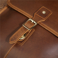 Coffee Leather Men's Vertical Side Bag 10 inches Best Vertical iPad Messenger Bag For Men
