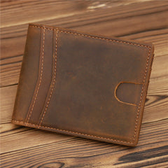 Brown Leather Mens Bifold Slim Wallets Front Pocket Wallet Cards Billfold Wallet for Men