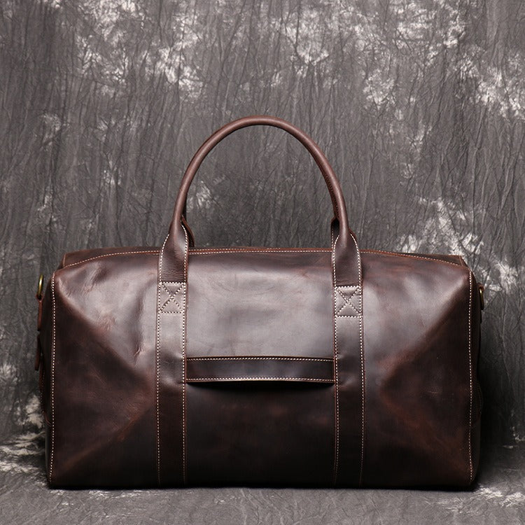 Coffee Leather Mens Large Travel Bag Weekender Bag Large Duffle Bag Overnight Bag Travel Bag for Men
