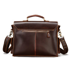 Coffee Leather Mens Satchel Work Briefcase Business Handbag School Bag For Men