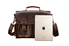 Coffee Leather Mens Satchel Work Briefcase Business Handbag School Bag For Men