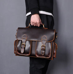 Coffee Leather Mens Satchel Work Briefcase Business Handbag School Bag For Men