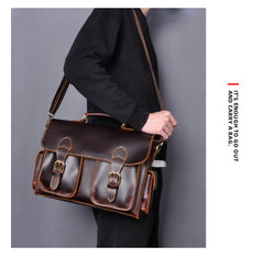 Coffee Leather Mens Satchel Work Briefcase Business Handbag School Bag For Men