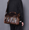 Coffee Leather Mens Satchel Work Briefcase Business Handbag School Bag For Men