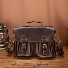 Coffee Leather Mens Satchel Work Briefcase Business Handbag School Bag For Men