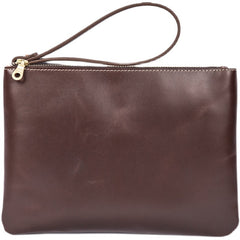 Brown Leather Mens Slim Clutch Wallet Brown iPad Wristlet Purse for Men