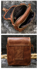 Brown Leather Mens Waist Pouch Belt Bag Mini Phone Shoulder Bag Small Side Bags For Men
