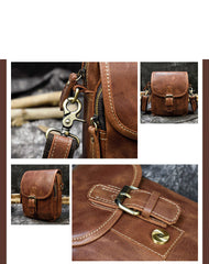 Brown Leather Mens Waist Pouch Belt Bag Mini Phone Shoulder Bag Small Side Bags For Men