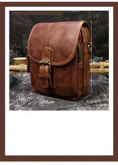 Brown Leather Mens Waist Pouch Belt Bag Mini Phone Shoulder Bag Small Side Bags For Men