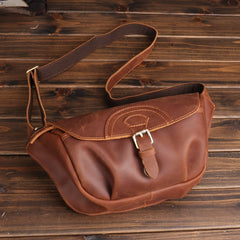 leather crossbody phone bag​ Brown Leather Crossbody Messenger Bag Leather Crossbody Chest Bag Leather Sling Bags for Men