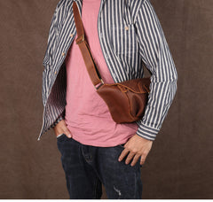 mens crossbody bag leather​ Brown Leather Chest Bag for Men Leather Crossbody Sling Bag Leather Messenger Bag