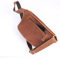 cross chest bag men's​ Brown Leather Crossbody Messenger Bag Leather Crossbody Chest Bag Leather Sling Bags for Men