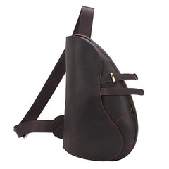 Coffee Leather Sling Backpack Men's Sling Bag Unique Chest Bag One shoulder Backpack For Men