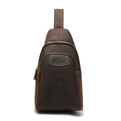 Coffee Leather Sling Pack Mens Leather Sling Bag Sling Crossbody Bag Leather Sling Travel Bag For Men