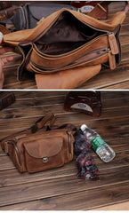 Coffee Leather Waist Bags Mens Fanny Packs Hip Packs Sling Bags Sling Pack for Men