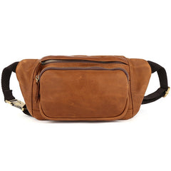 Coffee Mens Leather Hip Pack Fanny Pack Belt Bag Bumbag Waist Bags For Men