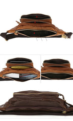 Coffee Mens Leather Hip Pack Fanny Pack Belt Bag Bumbag Waist Bags For Men