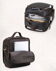 Black Coffee Fashion Leather Mens Vintage Small Handbag Shoulder Bags Side Bag For Men - iwalletsmen