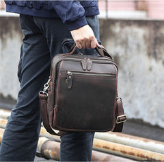 Black Coffee Fashion Leather Mens Vintage Small Handbag Shoulder Bags Side Bag For Men - iwalletsmen