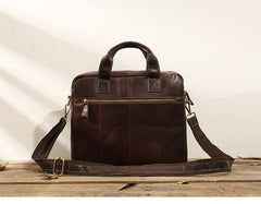Cool Coffee Leather Mens 13 inches Vertical Briefcase Side Bag Messenger Bags Work Bags Courier Bag for Men - iwalletsmen