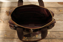 Cool Coffee Leather Mens 13 inches Vertical Briefcase Side Bag Messenger Bags Work Bags Courier Bag for Men - iwalletsmen