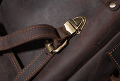 Coffee Cool Mens Leather Hiking Backpack Large Travel Backpack Leather Backpack for Men - iwalletsmen
