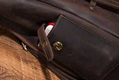 Coffee Cool Mens Leather Hiking Backpack Large Travel Backpack Leather Backpack for Men - iwalletsmen