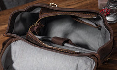 Coffee Cool Mens Leather Hiking Backpack Large Travel Backpack Leather Backpack for Men - iwalletsmen
