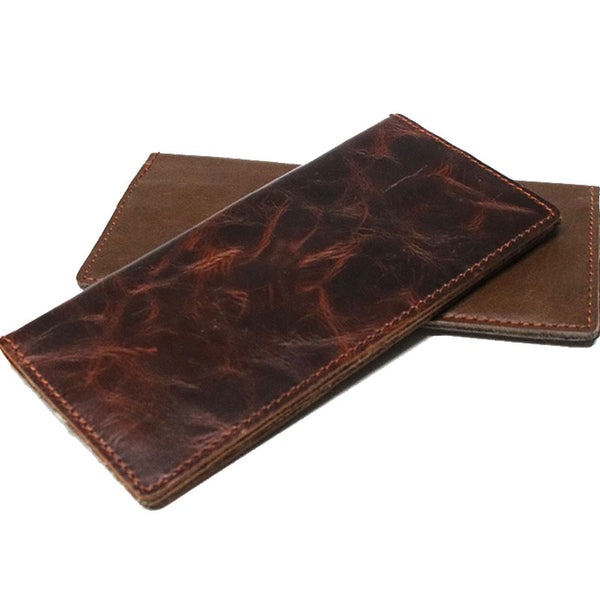 Coffee Leather Long Wallets for men Slim Bifold Vintage Men Long Wallet - iwalletsmen