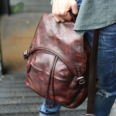 Coffee Leather Mens Backpack Travel Backpack Laptop Backpacks for men - iwalletsmen