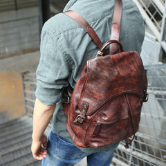 Coffee Leather Mens Backpack Travel Backpack Laptop Backpacks for men - iwalletsmen
