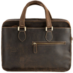 Coffee Leather Mens Briefcase Work Bag Laptop Bag Business Bag for Men - iwalletsmen