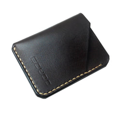 Coffee Leather Mens Slim Front Pocket Wallets Leather Card Wallet for Men - iwalletsmen