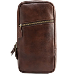 Coffee Leather Mens Sling Bag Sling Shoulder Bag Sling Backpacks for men - iwalletsmen